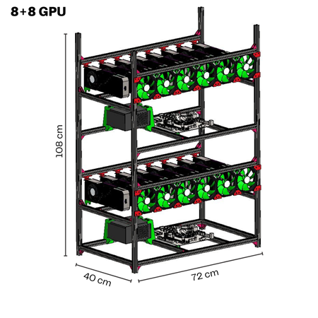 TubRig Çift Katlı Mining Kasası (16-24-30 GPU Seçenekli)