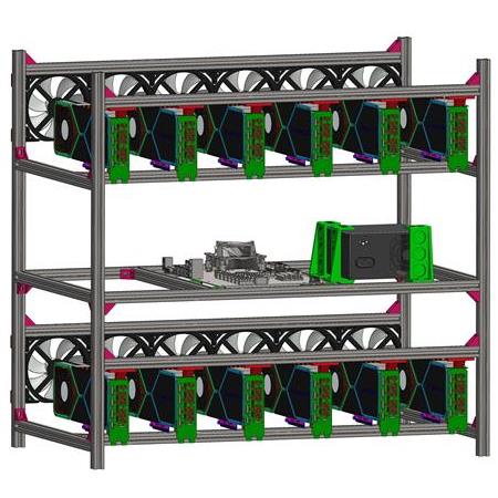 XuxuRig 3 Katlı Mining Rig Kasası (12-16 GPU Seçenekli)